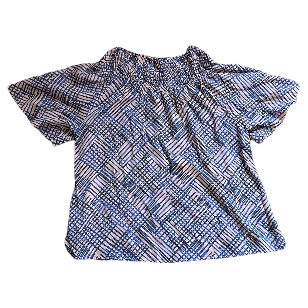 Sharagain Blue & Pink Short Sleeve Blouse | Women’s S - Picture 4 of 6